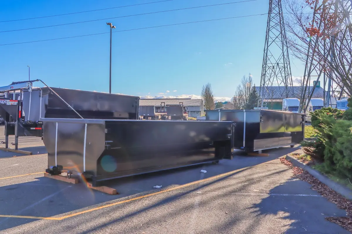 Roll-off dumpster ready for waste disposal at job site for 8 Yard Dumpster Rental in McKinleyville
